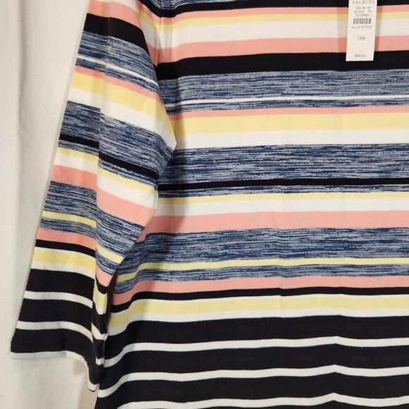New Talbots 1XP $90 Colorful Stripe Cotton Blend Midi Beach Coastal Knit Dress - Picture 6 of 10
